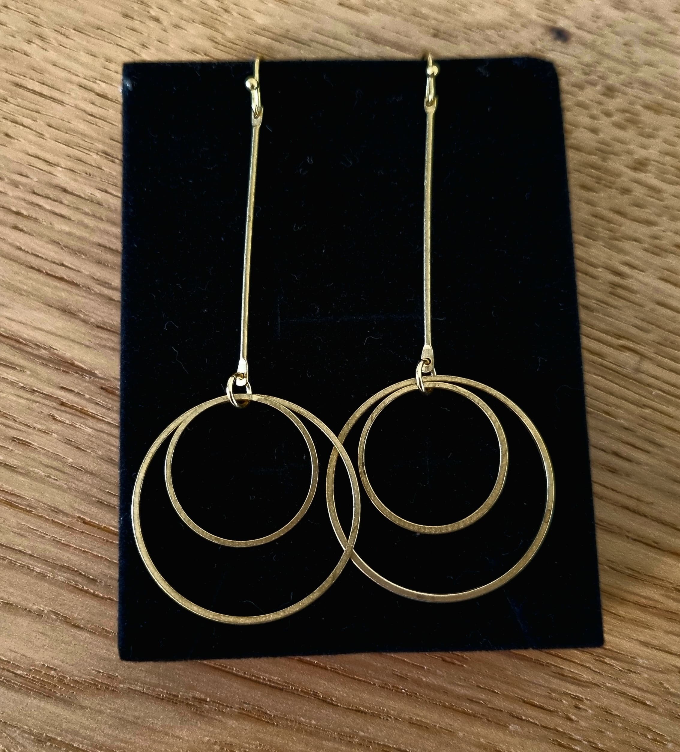 Double-Tiered Geometric Brass Earrings Double Pyramid Brass Earrings – EdgyCholaDesigns main image 4