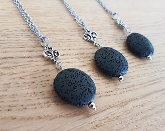 Lava Stone Diffuser Necklace: Aromatherapy Jewelry, Stainless Steel Chain
