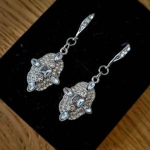 Art Deco Chandelier Earrings: Vintage Silver Crystal Gatsby Glamour
