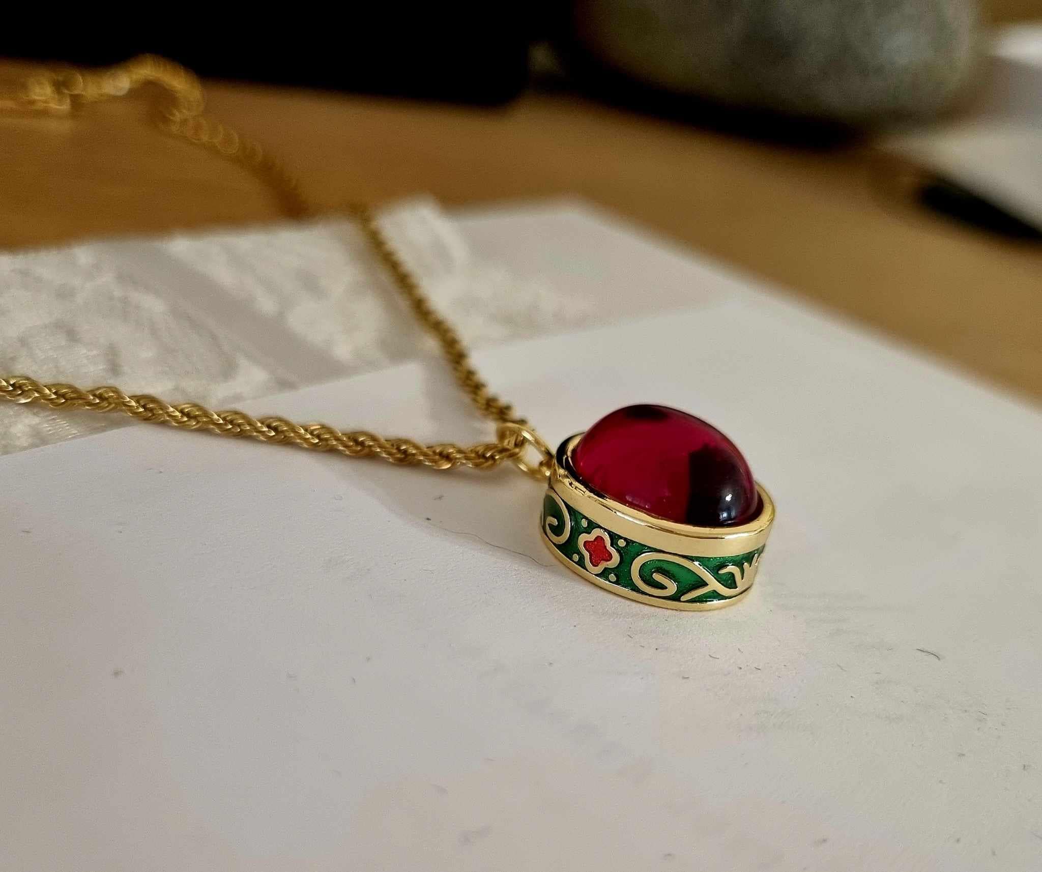 Red Cloisonne Pendant - Etsy