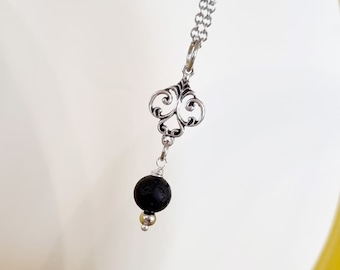 Lava Bead Aromatherapy Necklace: Stainless Steel Perfume Diffuser Pendant