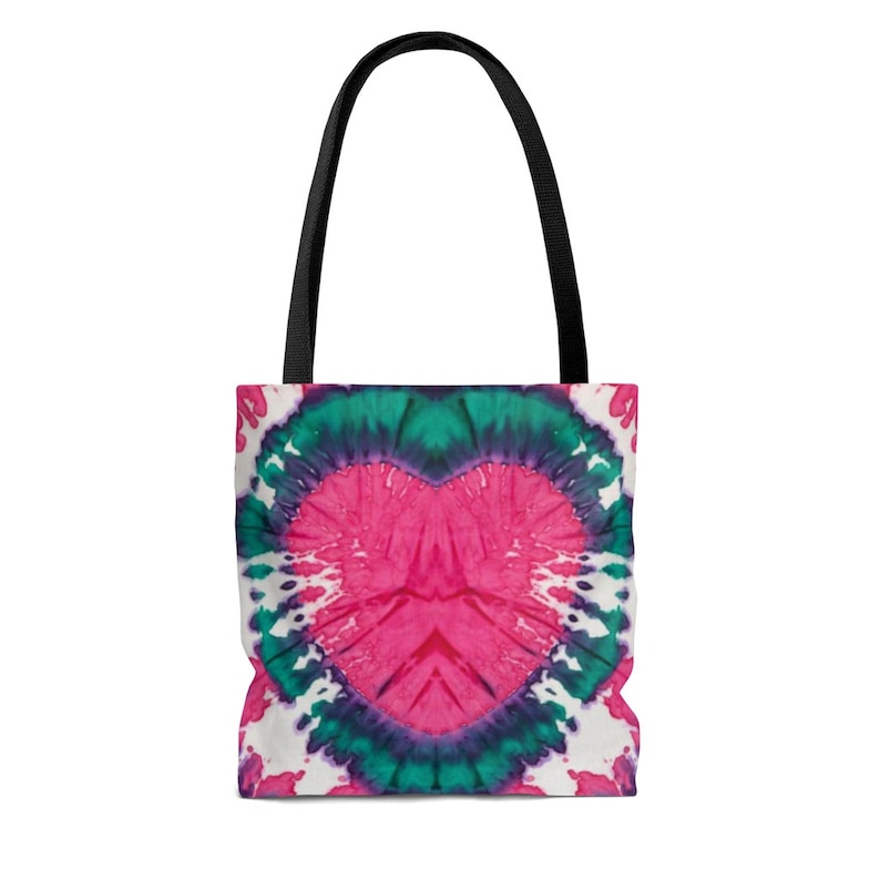 Valentine tote bag heart tote bag tie dye tote bag Tie Dye Heart Tote Bag boho tote bag pink and green bag reusable bag canvas tote