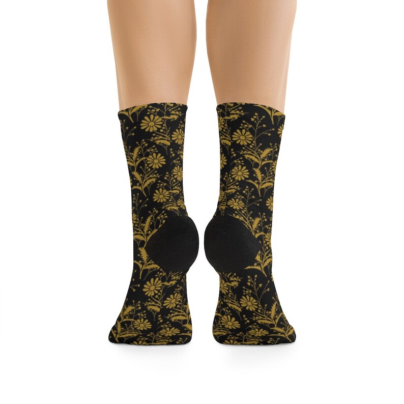 Vintage Floral Gold on Black Socks for Him and Her Etsy