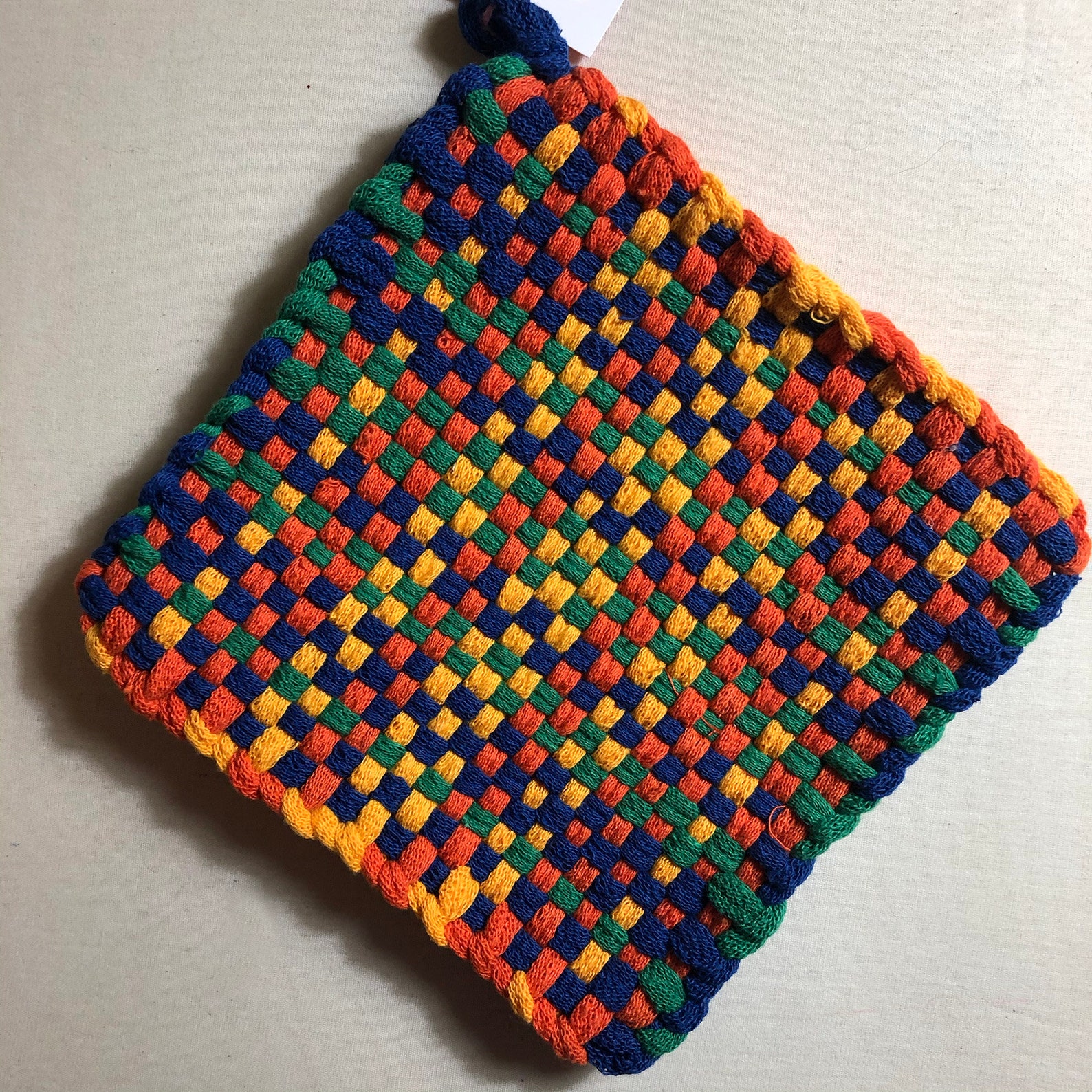Bright Colorful Potholder Set Handmade Woven Potholders Made Etsy