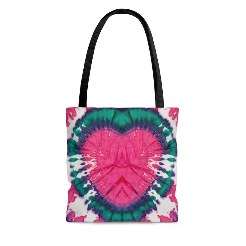 Valentine tote bag heart tote bag tie dye tote bag Tie Dye Heart Tote Bag boho tote bag pink and green bag reusable bag canvas tote