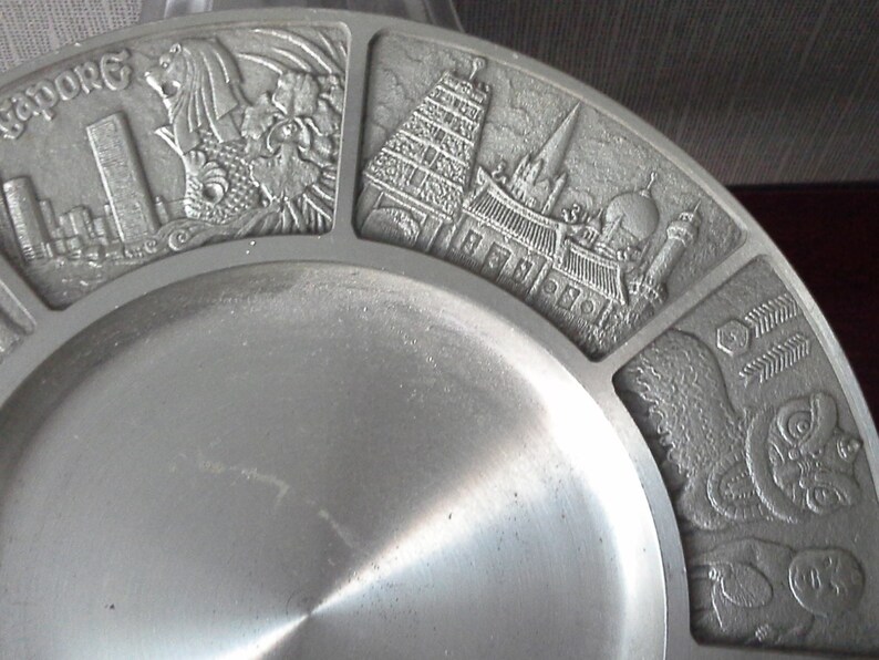 Singapore pewter plate by Royal Selangor Etsy