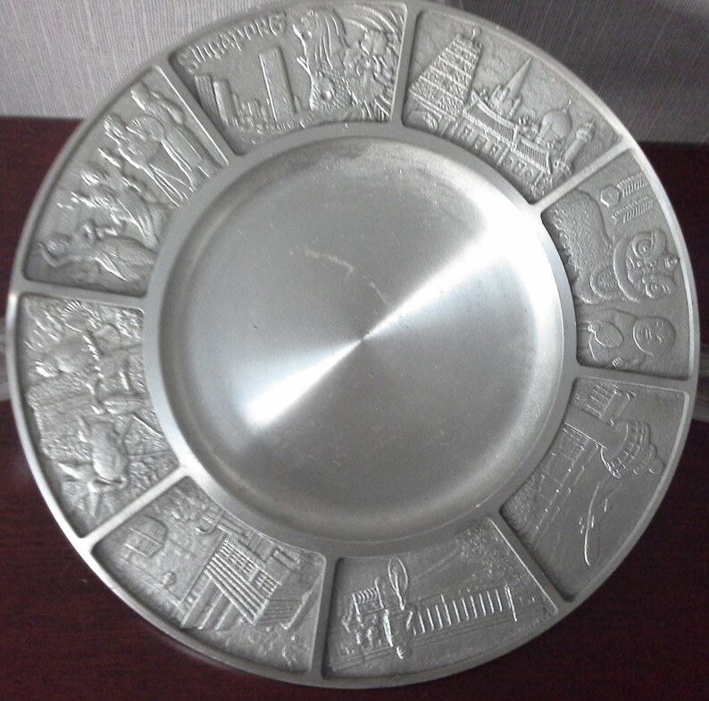 Singapore pewter plate by Royal Selangor Etsy