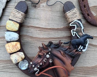 Welded Horseshoe Decor, Pony Horseshoes, Horses, Equine, Cowgirl