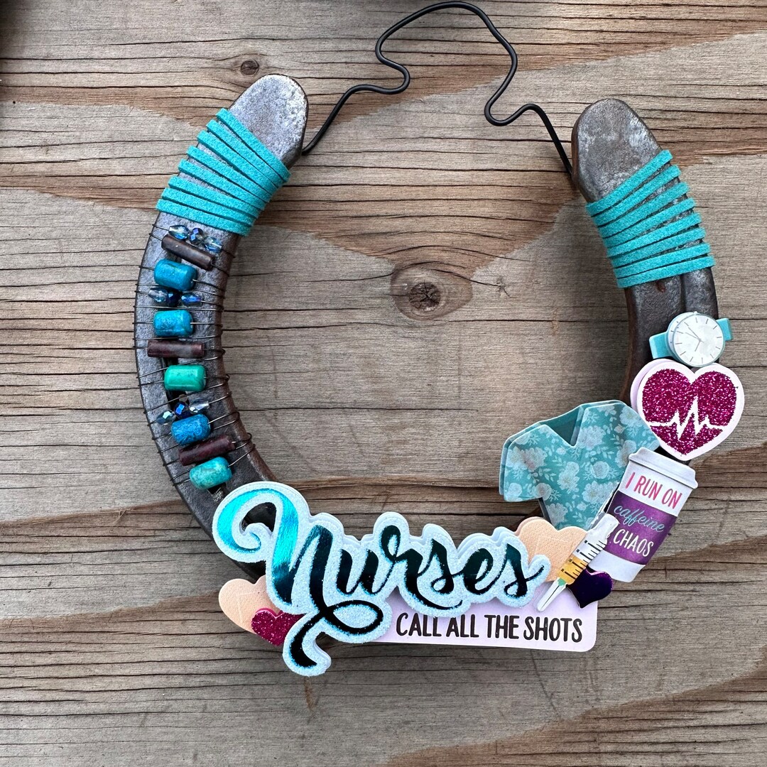 Nurse Gift, Horse Shoe Wall Art, Rustic Country Decor, Horse Shoe Art