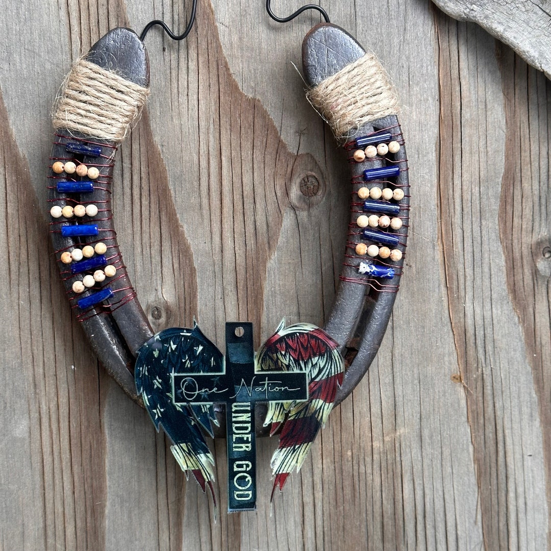 Cross Horse Shoe Wall Art Rustic Country Decor Equestrian Etsy