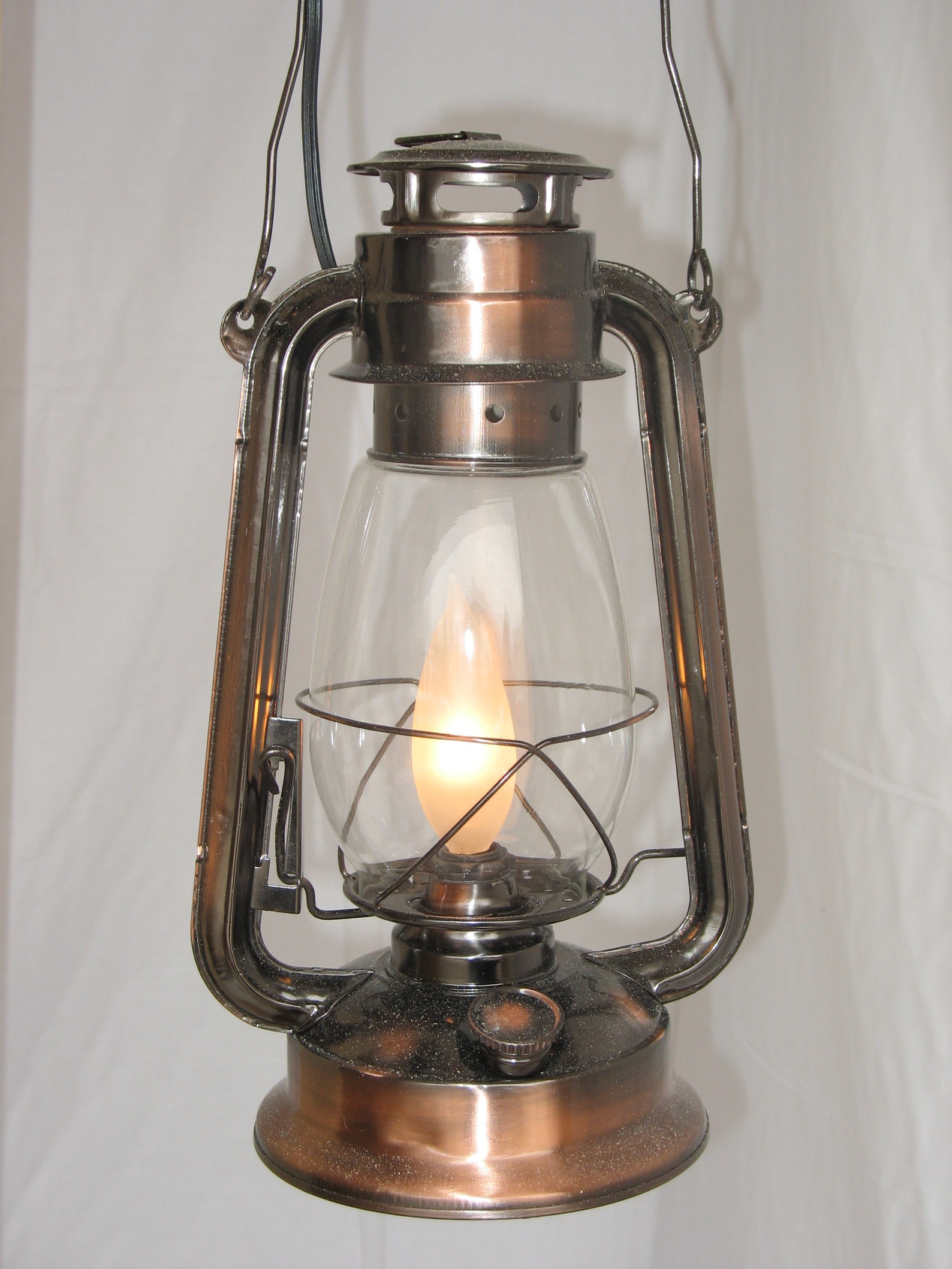 Rustic Floor Lamp With Old Fashioned Electrified Kerosene Lanterns ...