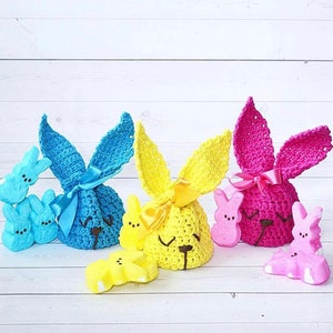 Bunny Treat Bag Crochet Pattern Easter gift bag Easter bunny favor Bunny loot bag Easter swag image 3