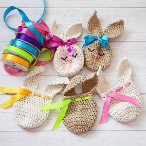 Bunny Treat Bag Crochet Pattern Easter gift bag Easter bunny favor Bunny loot bag Easter swag image 2