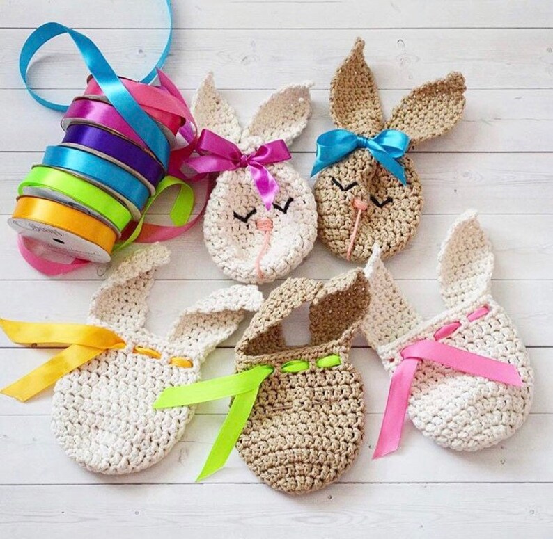 Bunny Treat Bag Crochet Pattern Easter gift bag Easter bunny favor Bunny loot bag Easter swag image 2