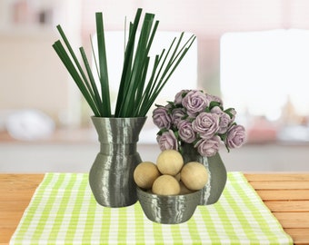Silver Colored 1:6 Scale Doll Decor Set of 3 Vase Decor For Fashion Sized Doll Room Box Accessories Dollhouse Decor