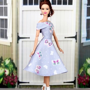 Fashion Doll Clothes Lavender Glow-In-The-Dark Dress with Earrings and Heels For 11.5 inch Fashion Dolls image 4