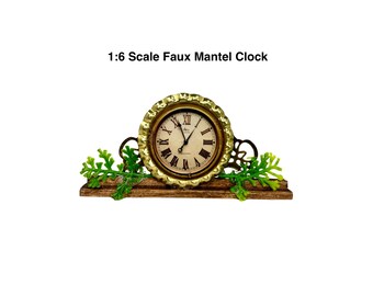 1:6 Scale Faux Miniature Vintage-Style Mantel Clock for Diorama Room Decor