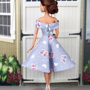 Fashion Doll Clothes Lavender Glow-In-The-Dark Dress with Earrings and Heels For 11.5 inch Fashion Dolls image 3