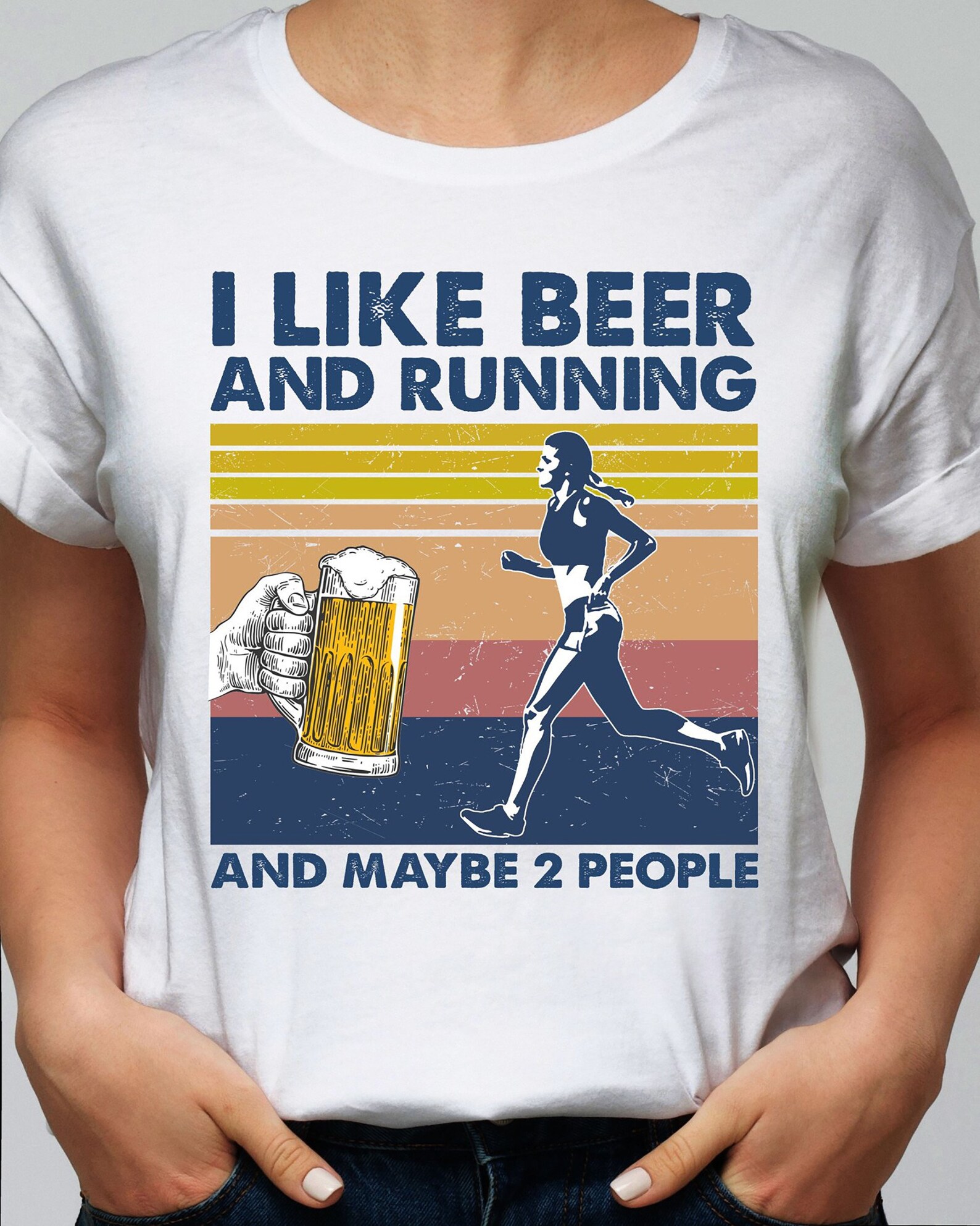 I Like Beer And Running And Maybe 2 People Tshirt Funny Etsy