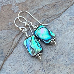 Abalone Earrings with Sterling Silver, 1.5 inch