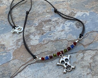 Skull and Crossbone Necklace, 16 inches