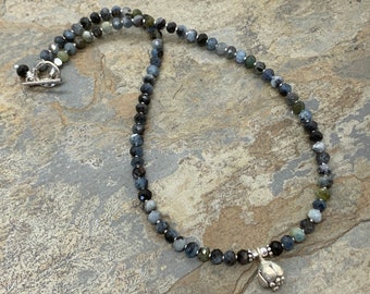 Collier en cyanite avec argent sterling, cyanite multicolore, 18 pouces