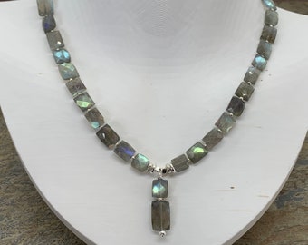 Labradorite Necklace with Sterling Silver 18 inch