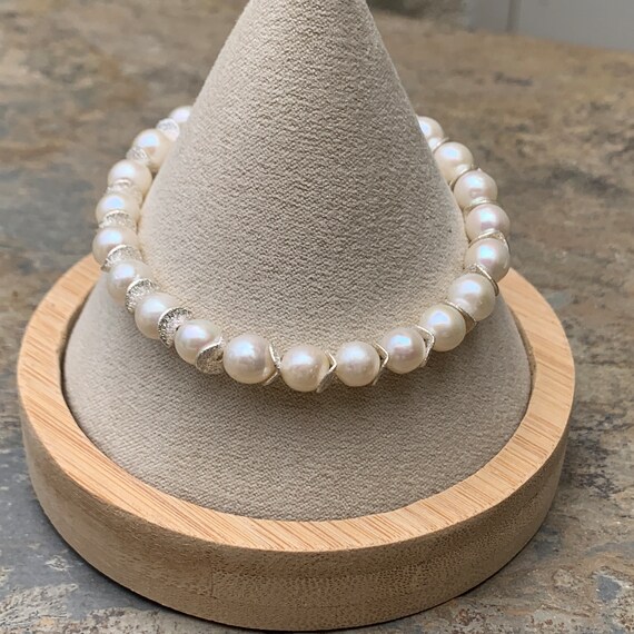 Pearl Bracelet With Sterling Silver, 7.5 Inches Long - Etsy