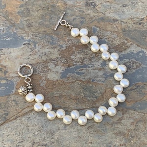 Parelarmband met sterlingzilver, heuvelstam, 7,5 inch