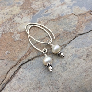 Pearl Earrings with Sterling Silver, 1.5 inch