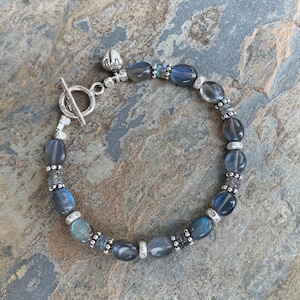 Labradorite Bracelet with Sterling Hill Tribe Silver, 7.5 inch