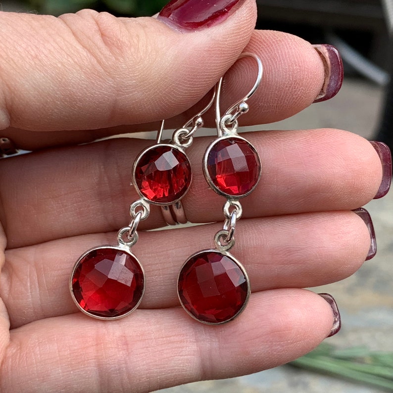 Long Red Quartz Earrings 2 inch