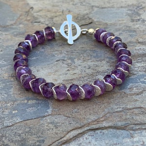 Amethyst Armband mit Sterling Silber, 19 cm