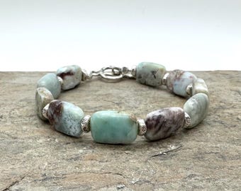 Larimar Bracelet with Sterling Silver, 7.5 inch