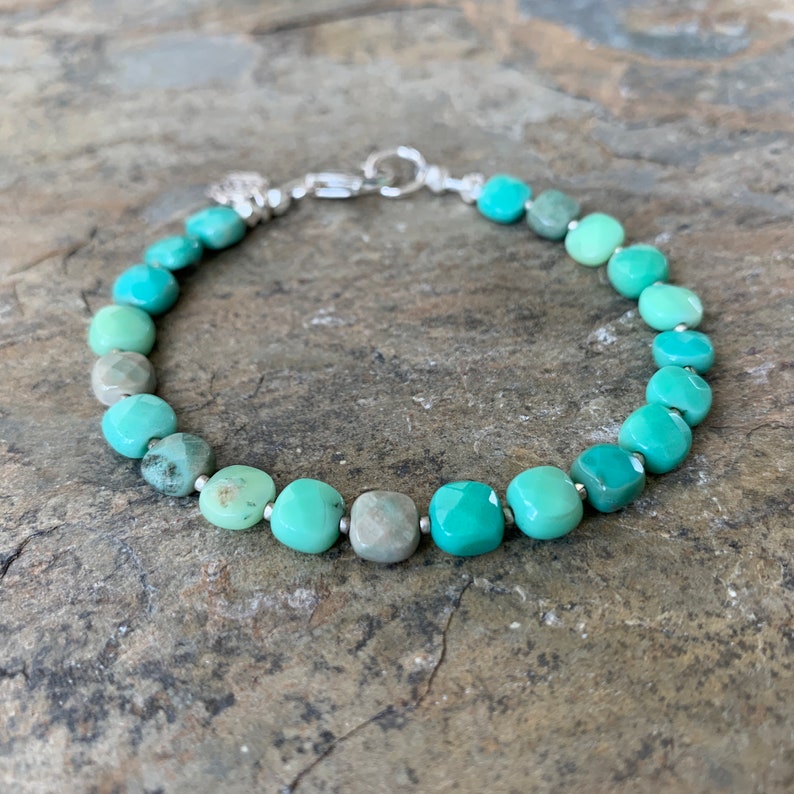 Green Moss Opal Bracelet With Hill Tribe Sterling Silver Etsy