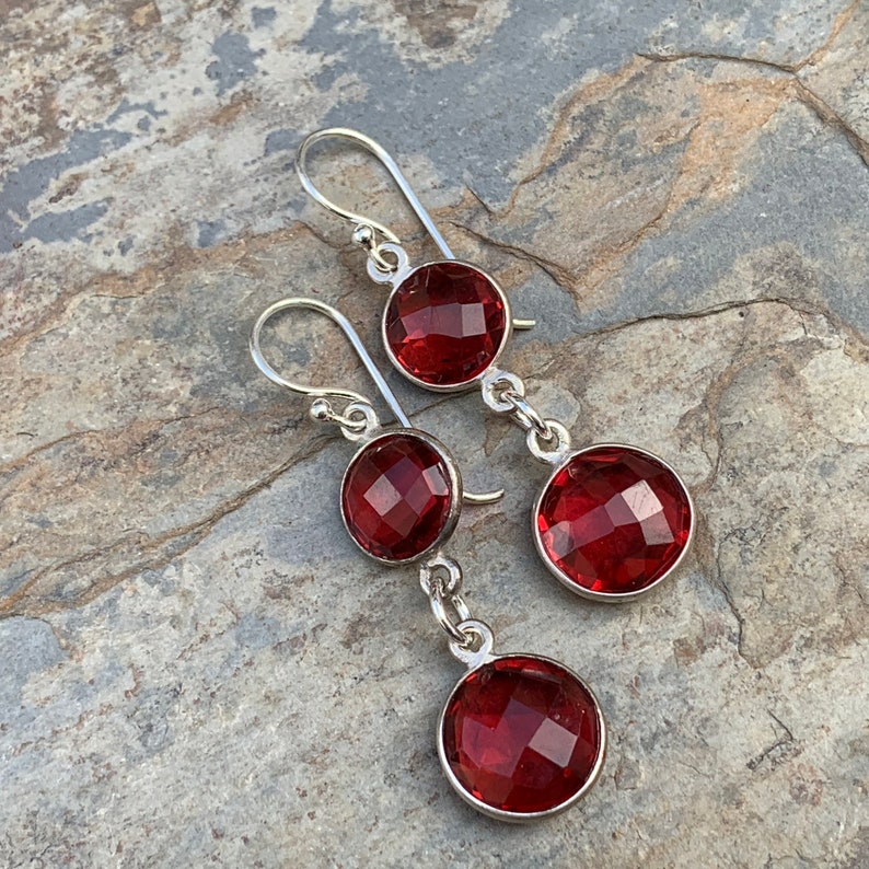 Long Red Quartz Earrings 2 inch