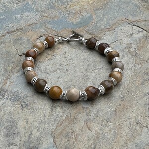 Petrified Wood Bracelet with Sterling Silver, 7.5 inch