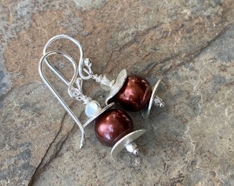 ■ENGBROX■ silver925 rosy pearl earring EBEA24032SV Rosy Red Pearl Earrings With Sterling Silver, 1.25 Inch - Etsy