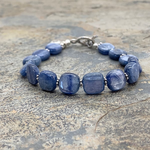 Kyanite Bracelet with Sterling Silver, 7.5 inches