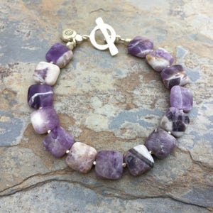 Amethyst Bracelet with Hill Tribe Silver, Choose your size.