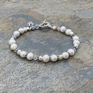 Bracelet perle et cristal avec argent Sterling Hill Tribe, 7,5 pouces