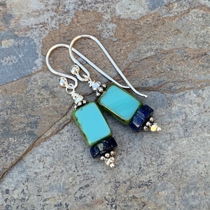Pendientes Aqua con Lapislázuli y Plata de Ley, 1,5 pulgadas