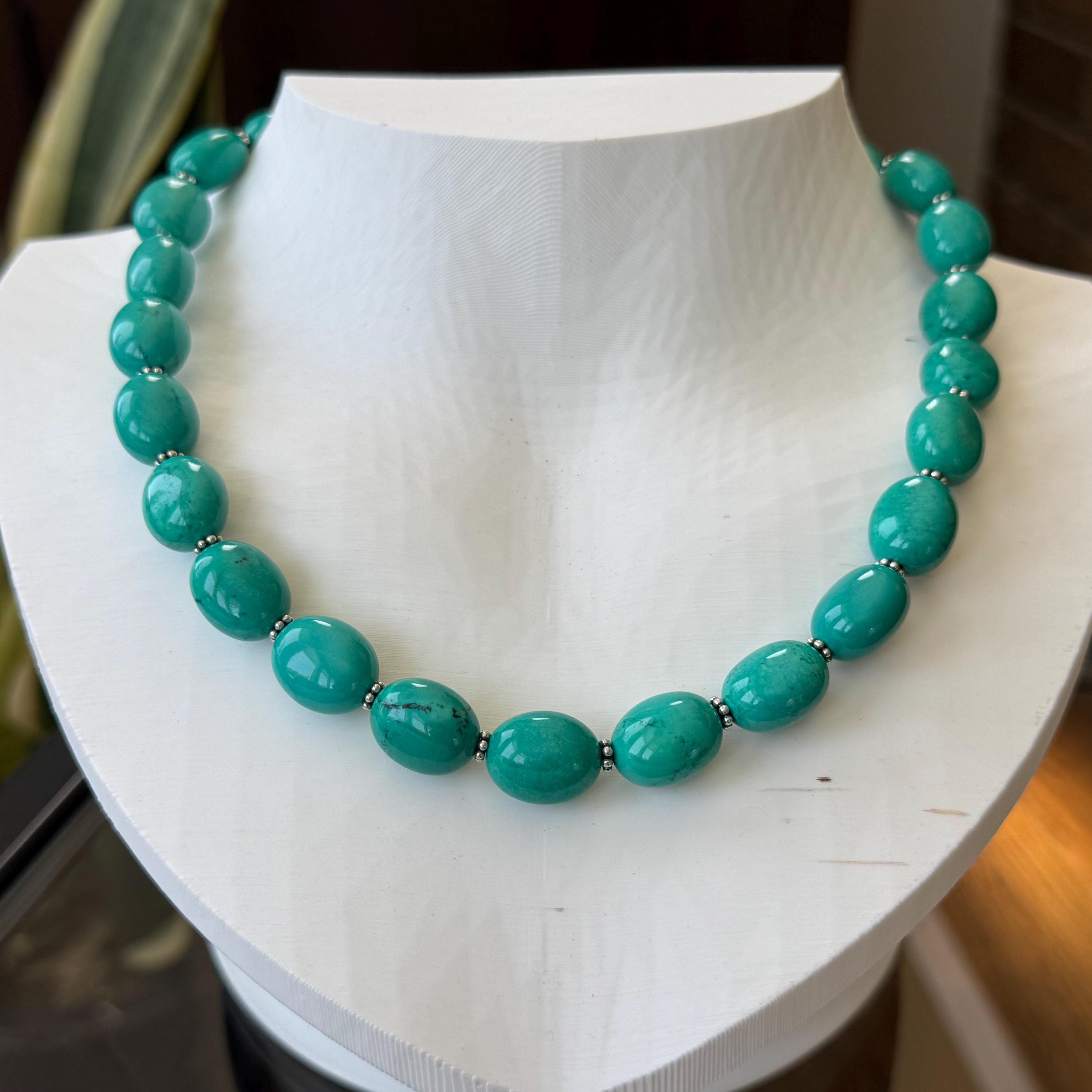 アクセサリー Turquoise silver925 designer necklace Magnesite Turquoise Necklace With Sterling Silver, 18 Inch - Etsy