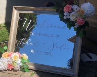 Custom Wedding Welcome Mirror Sign