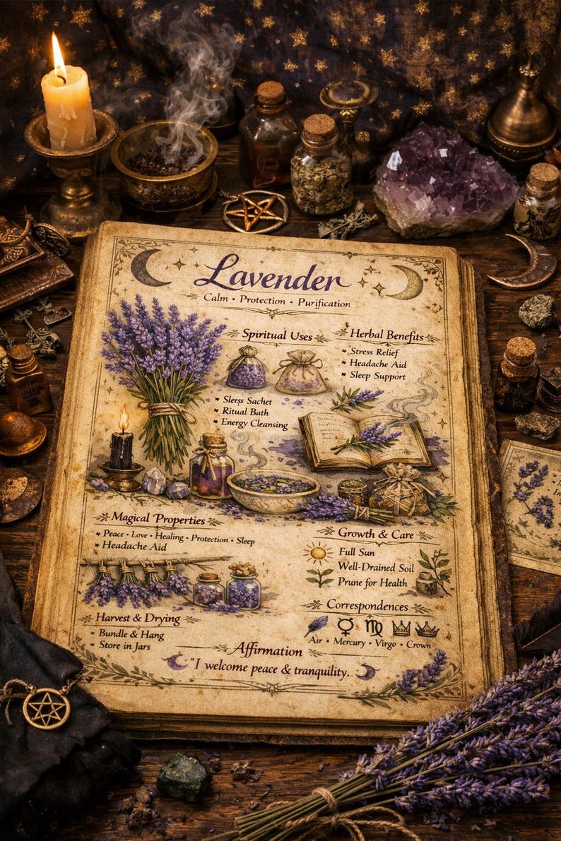 Lavender Printable Herb Guide | Witchy Grimoire Page | Magical ...