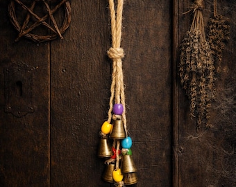 Handmade Witch Bells – Rustic Wooden Beads, Door Protection Charm