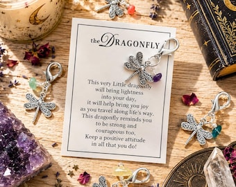 Witchy gifts, Witchy Pocket Hug Dragonfly Keychain | Witchy Charm | Gothic Emotional Support Gift | Crystal protection Charm |