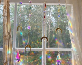Crystal Suncatcher Prism, Rainbow Maker, Window Hanging Crystal, Witchy Window Decor, Boho Sun Catcher, Crystal Decor Gift