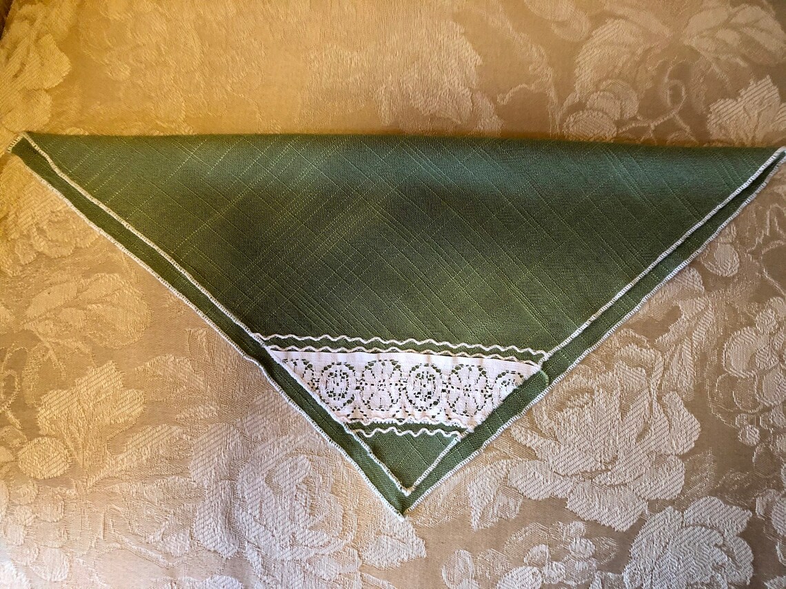 Vintage Cocktail Napkins/ Set of 4/ Sage Green with White Etsy