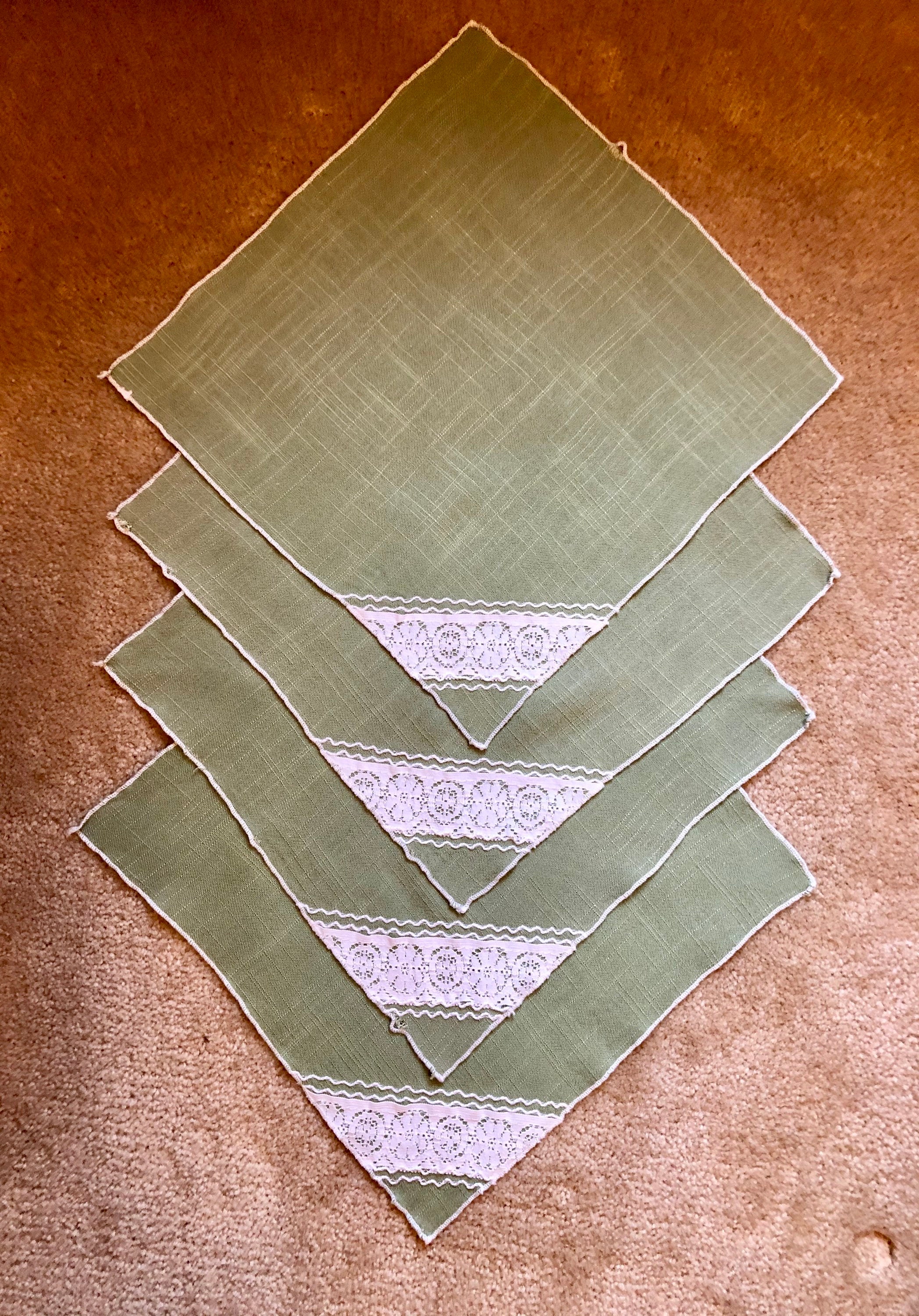Vintage Cocktail Napkins/ Set of 4/ Sage Green with White Etsy